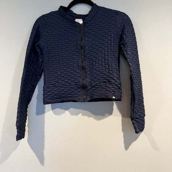 Booty by Brabants Jackets & Blazers - Booty by Brabants Textured Zip-Up Jacket – Navy Blue – Size Approx. XS/S